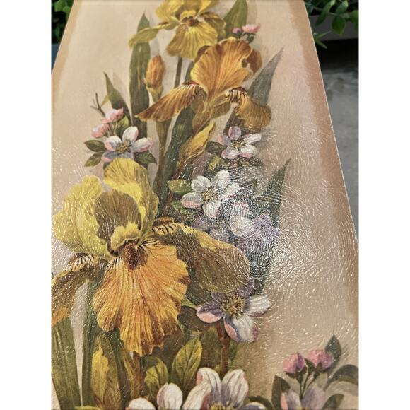 Vintage Robert Laessig Signed Lithography Floral Art Yellow Iris Flowers 15x6 - Picture 3 of 10